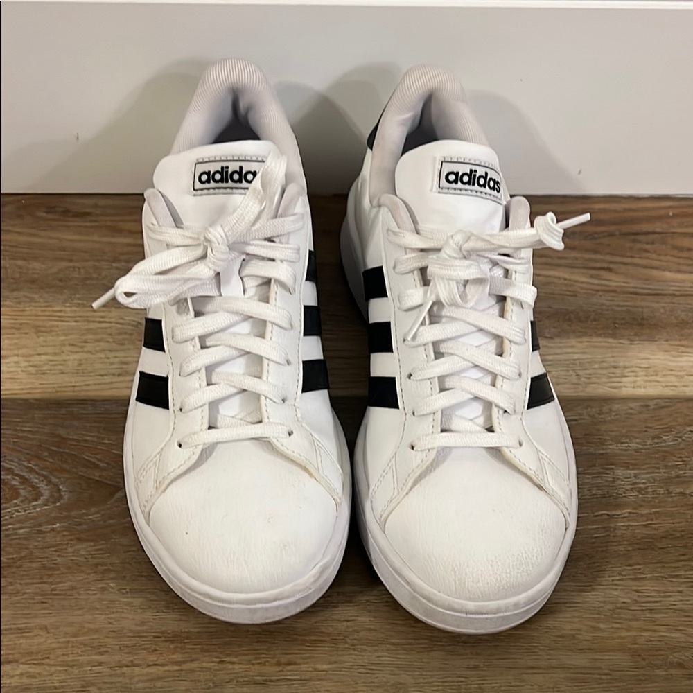 Adidas Classic White Sneakers with Black Stripes